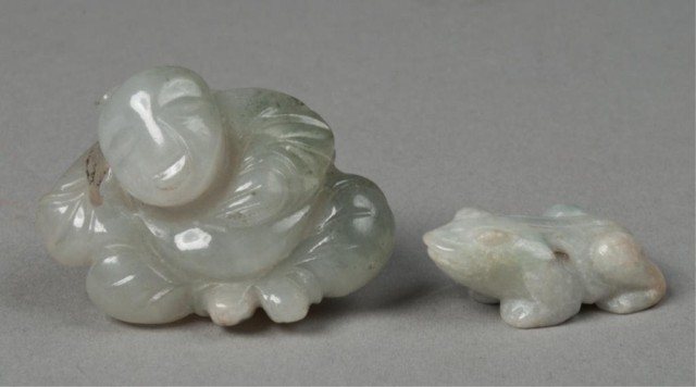 (2) Chinese Carved Jade FrogsOne