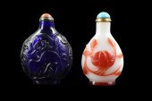 2 CHINESE CARVED PEKING GLASS