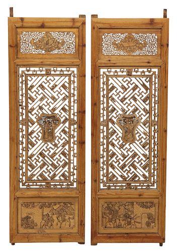 (2) CHINESE CARVED SOFTWOOD