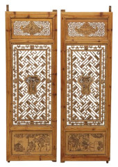 (2) CHINESE CARVED SOFTWOOD AR