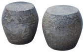 (2) CHINESE CARVED STONE BARRE