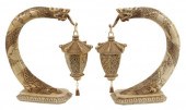 (2) CHINESE CARVED & TILED BON