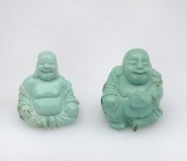 2 CHINESE CARVED TURQUOISE RES