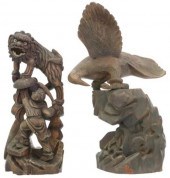 (2) CHINESE CARVED WOOD FENGHU