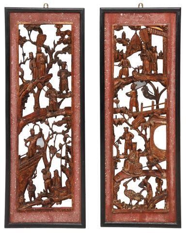 (2) CHINESE CARVED WOOD HANGING