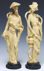 (2) CHINESE CAST RESIN MALE &A
