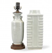 2 CHINESE CELADON GLAZED VASE,