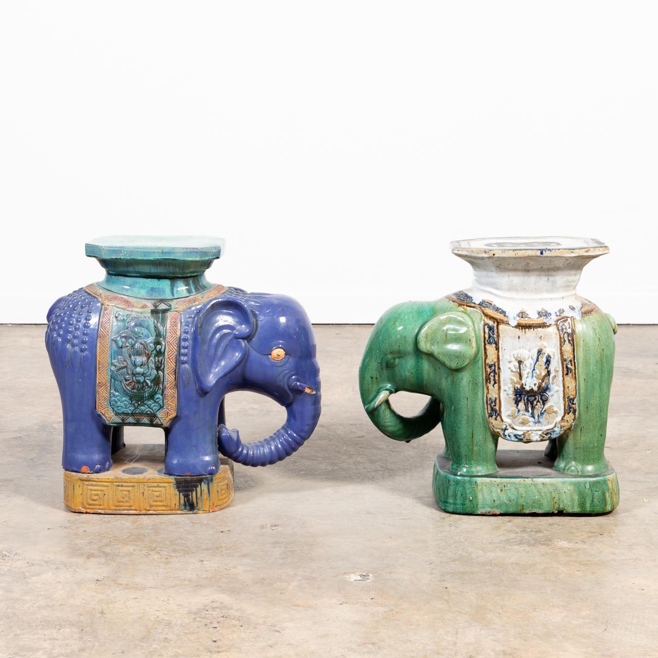 2 CHINESE CERAMIC ELEPHANT GARDEN
