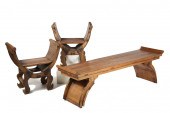 (2) CHINESE CHAIRS & BENCH - C