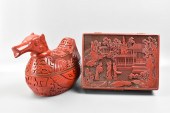 2 CHINESE CINNABAR COVERED BOX