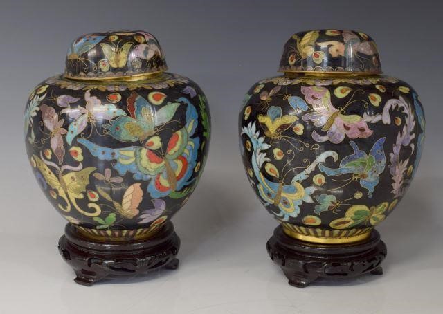 (2) CHINESE CLOISONNE ENAMEL JARS