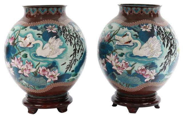 (2) CHINESE CLOISONNE ENAMEL VASES,