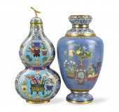 2 CHINESE CLOISSONE VASE, GOUR