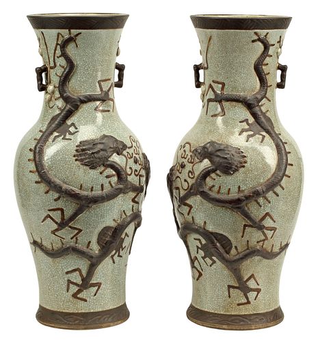 (2) CHINESE CRACKLE-GLAZED