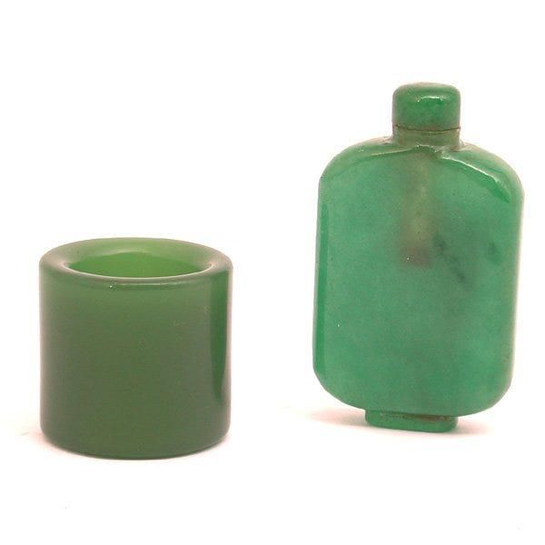 2 CHINESE EMERALD GREEN JADEITE