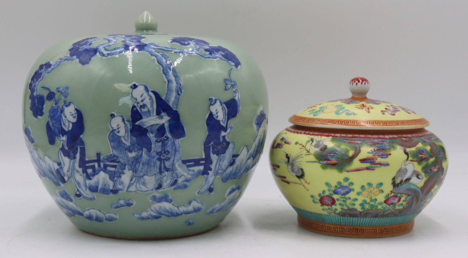 (2) CHINESE ENAMEL DECORATED LIDDED