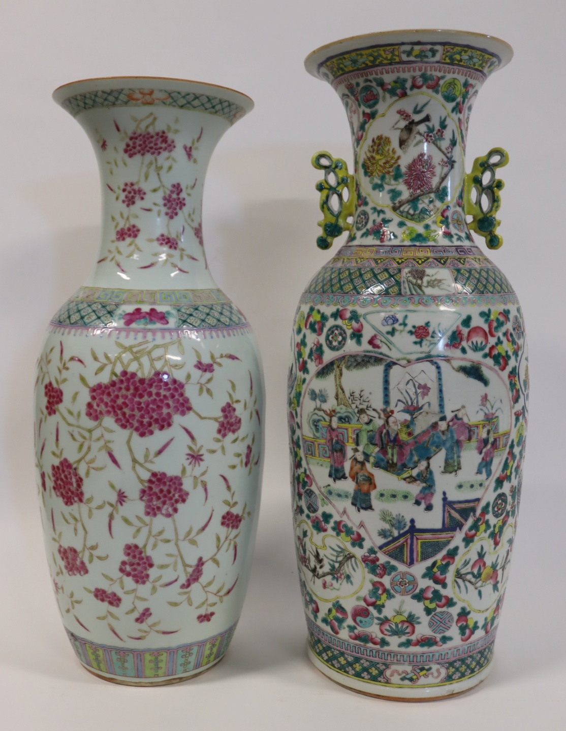 (2) CHINESE ENAMEL DECORATED VASES.