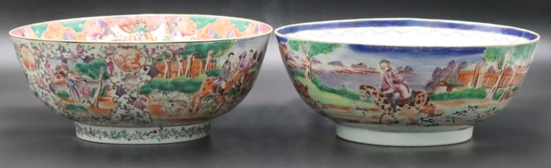 (2) CHINESE EXPORT HUNT SCENE PUNCH