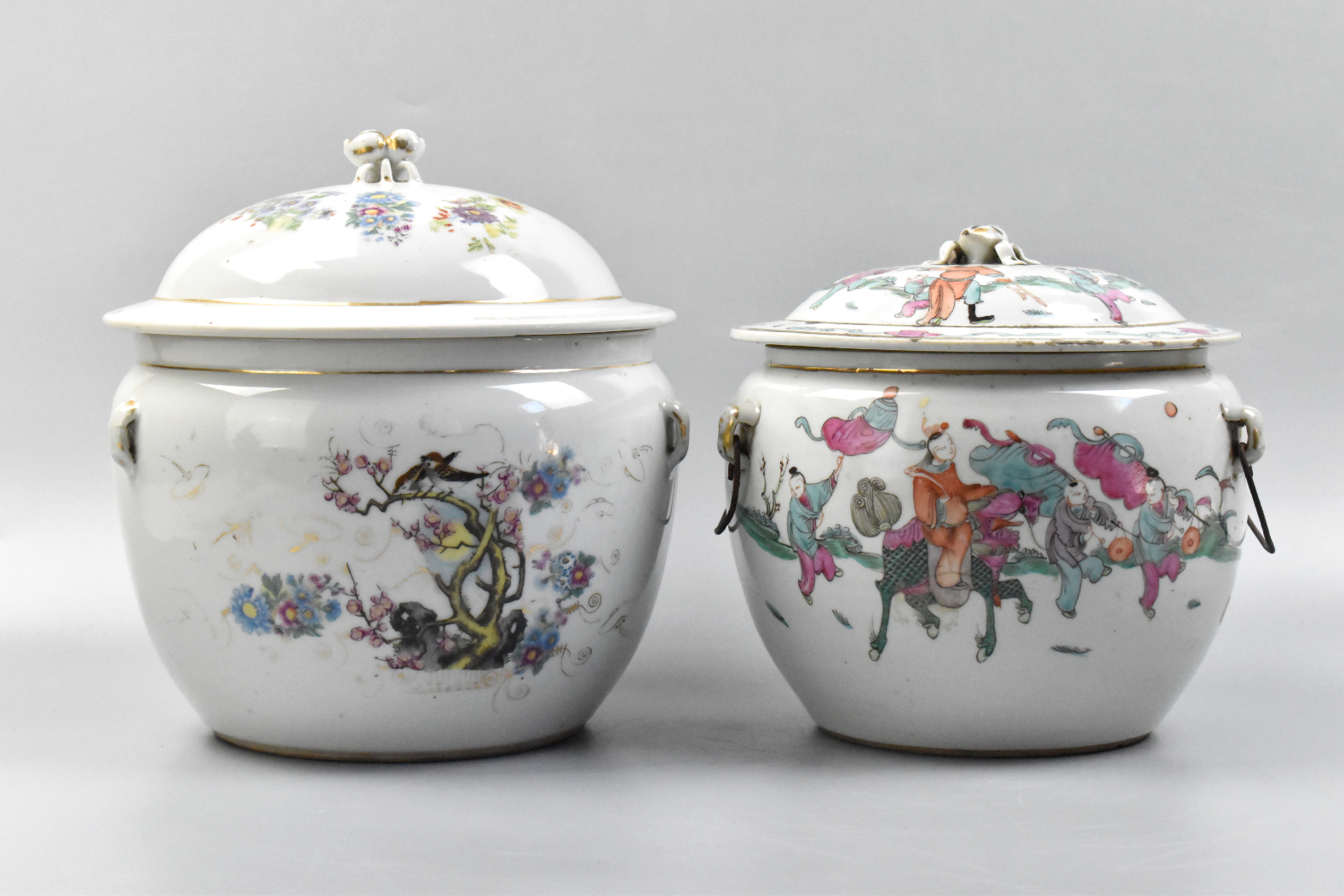 2 CHINESE FAMILLE ROSE COVERED