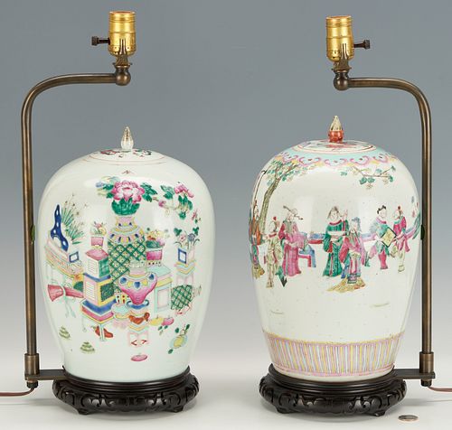2 CHINESE FAMILLE ROSE GINGER JAR