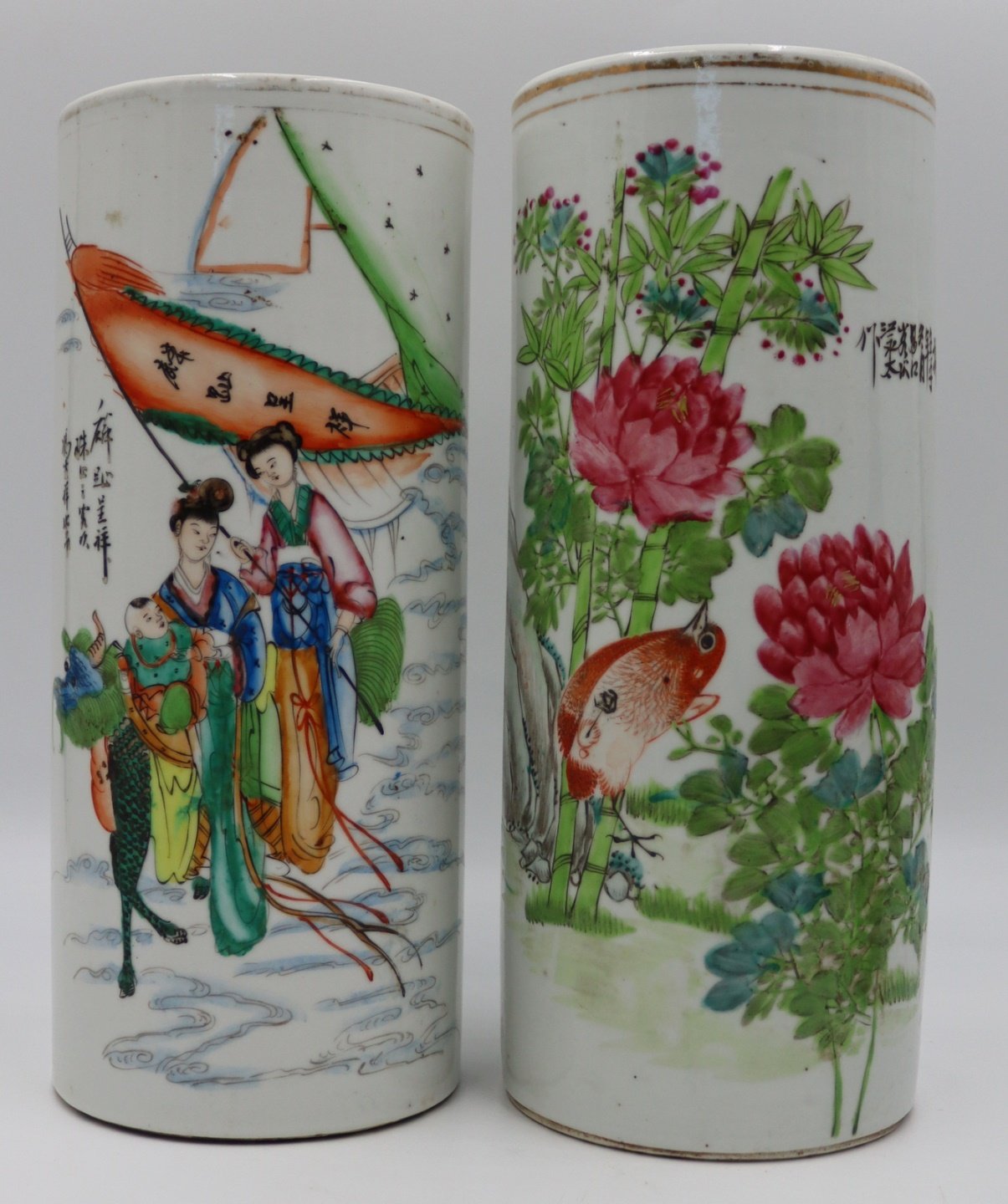 (2) CHINESE FAMILLE ROSE HAT