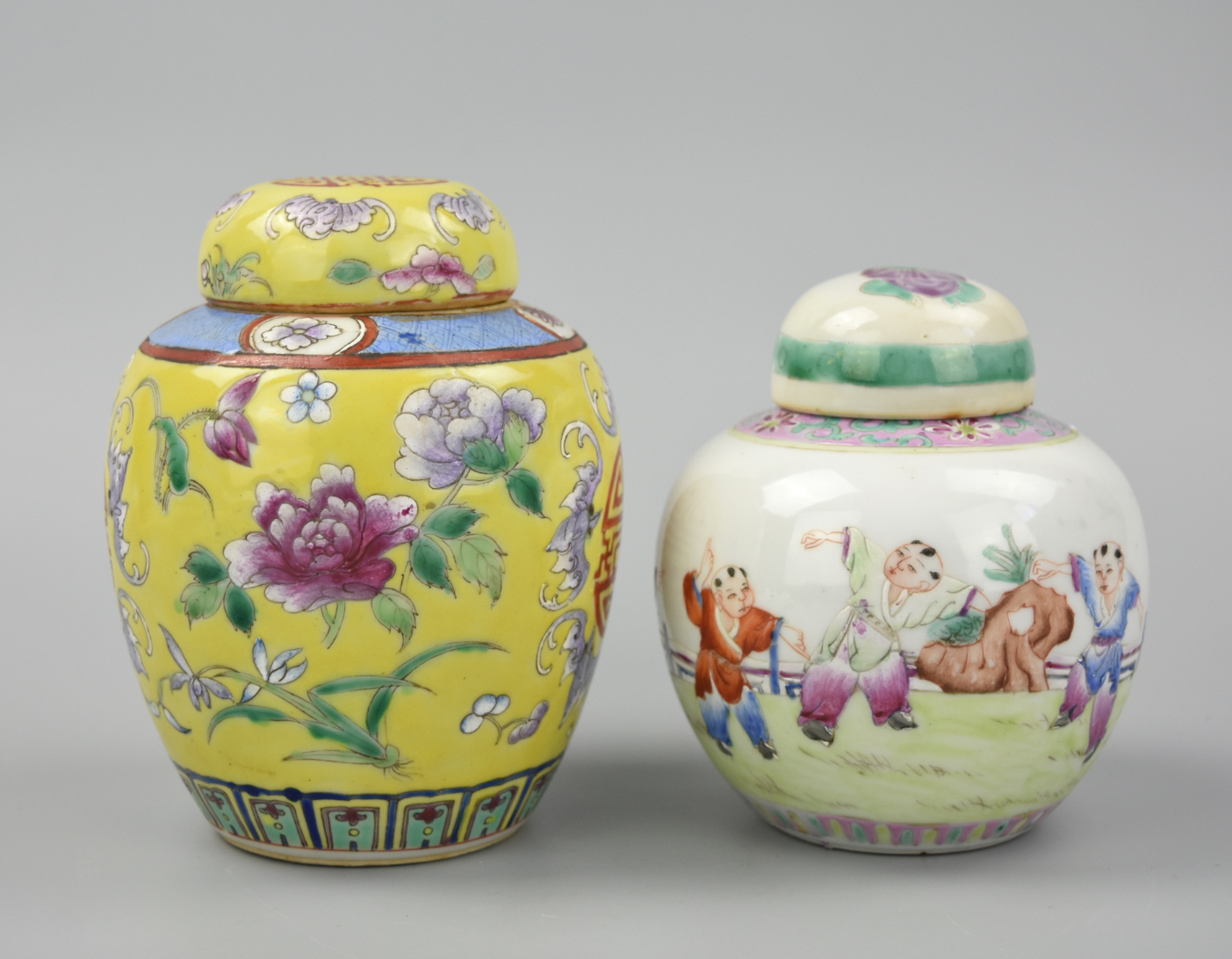 2 CHINESE FAMILLE ROSE JAR AND