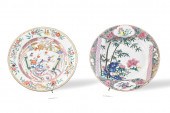 2 CHINESE FAMILLE ROSE PLATES,