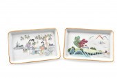 2 CHINESE FAMILLE ROSE TRAY W/