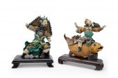 2 CHINESE FIGURAL ROOF TILES W