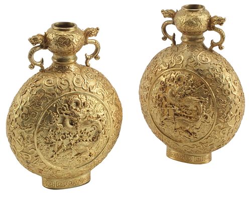 (2) CHINESE GILT BRONZE PILGRIM