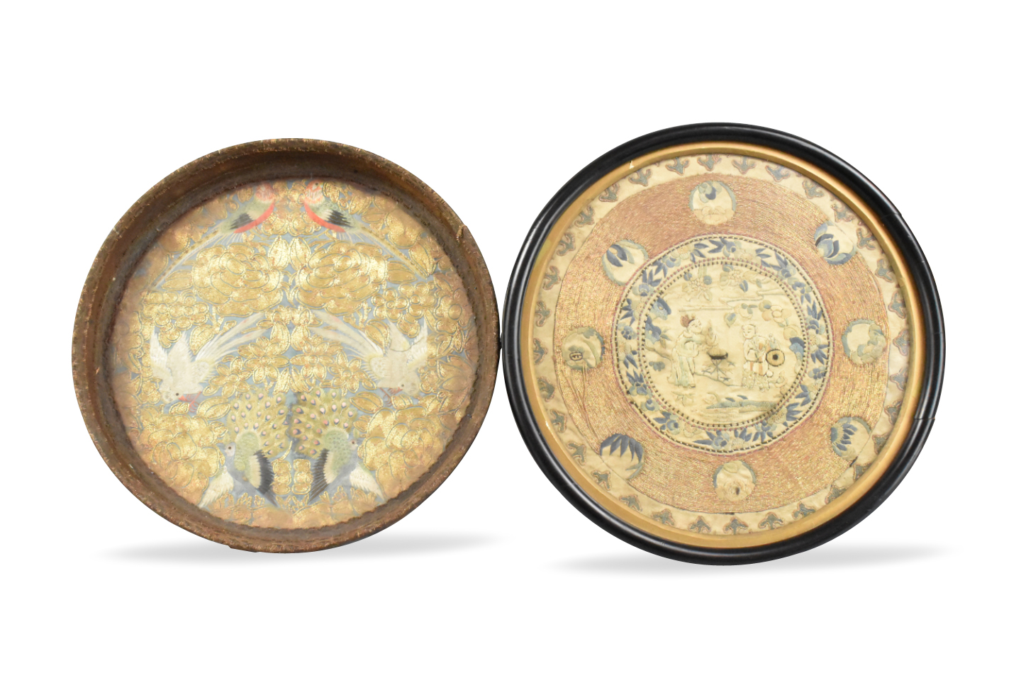 2 CHINESE GILT EMBROIDERY PANELS,