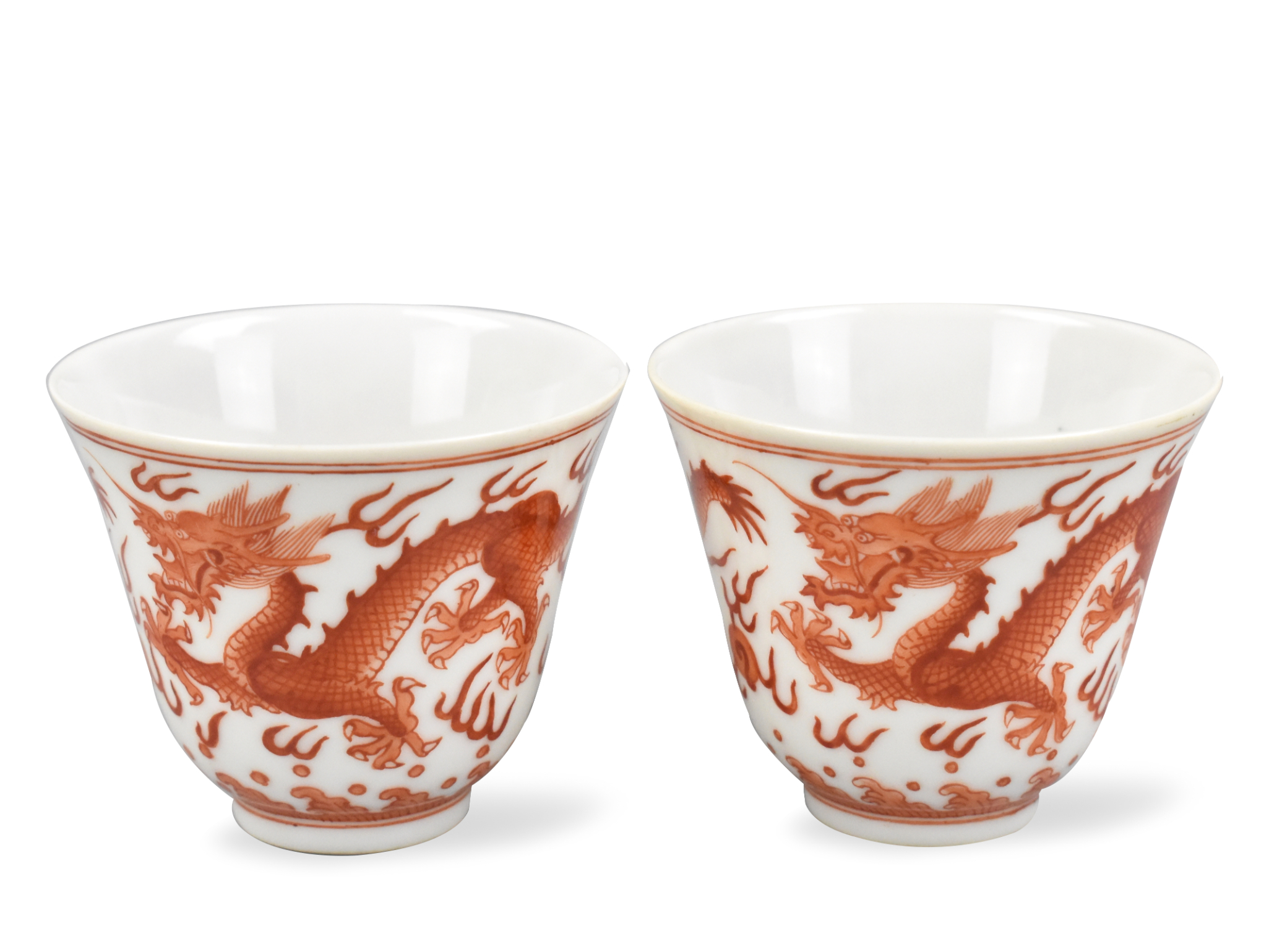 2 CHINESE GILT IRON RED DRAGON