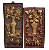 2 CHINESE GILT LACQUERED WOOD