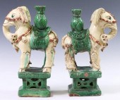 2) CHINESE GLAZED CERAMIC ELEP
