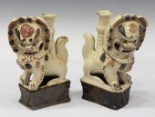 2) CHINESE GLAZED CERAMIC FOO