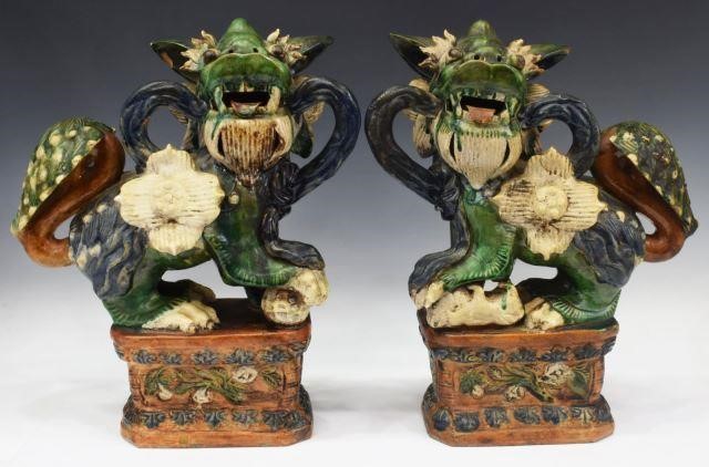 (2) CHINESE GLAZED CERAMIC GUARDIAN
