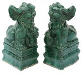 (2) CHINESE GREEN GLAZED CERAM