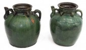 (2) CHINESE GREEN GLAZED EARTH