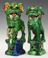 (2) CHINESE GREEN GLAZED FOO D