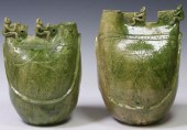 (2) CHINESE GREEN-GLAZED POTTE