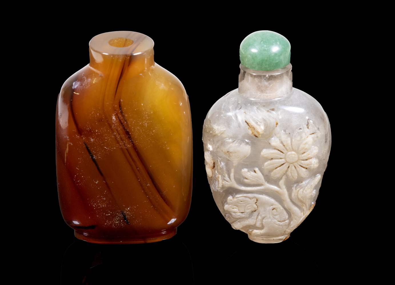 (2) CHINESE HARDSTONE SNUFF BOTTLES