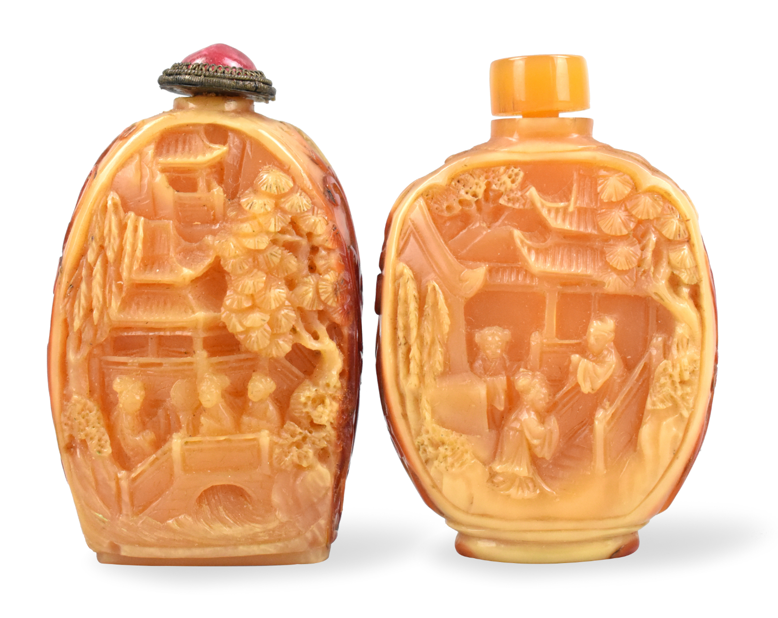 2 CHINESE HORNBILL CARVED SNUFF