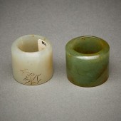 2 CHINESE JADE ARCHER'S RINGSG