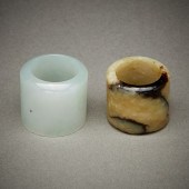 2 CHINESE JADE ARCHER'S RINGSG