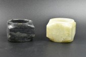 2 CHINESE JADE CARVED CONG ,QI