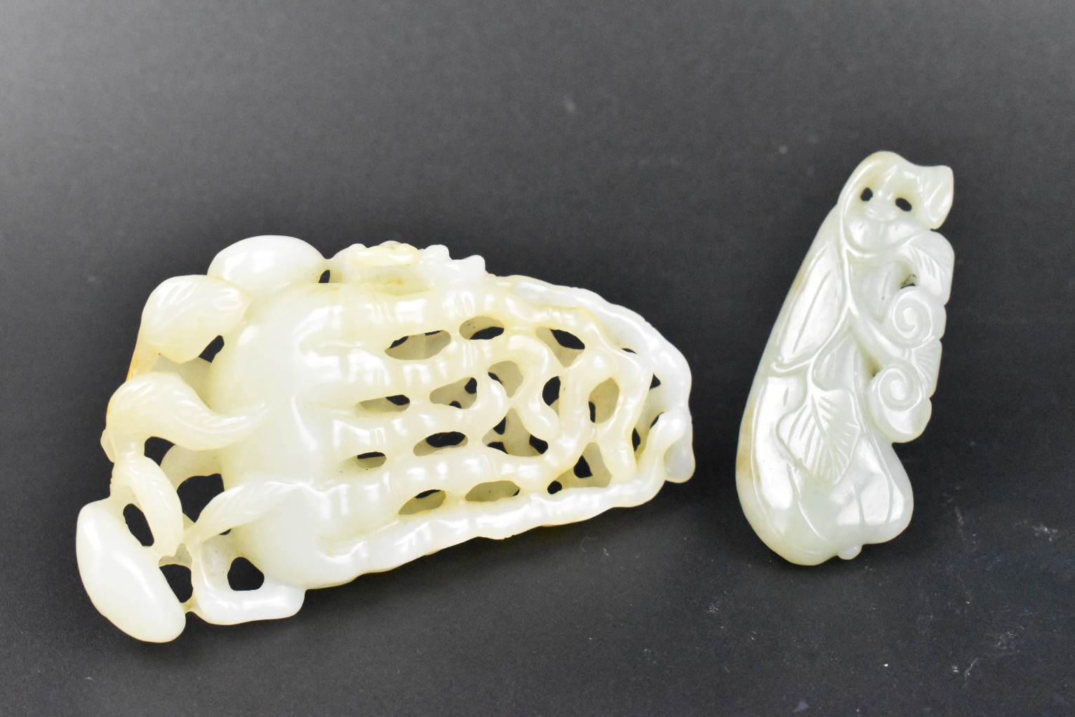 2 CHINESE JADE CARVED TOGGLES Two