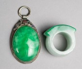 (2) Chinese Jade Pendant & Arc