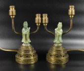 2 CHINESE JADEITE CARVED LADY
