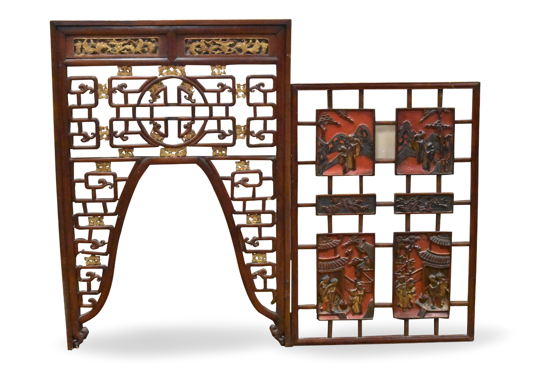 2 CHINESE LACQUER WOODEN DOOR