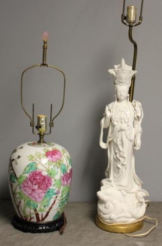 2 Chinese Lamps Including a Figural
